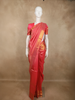 Coral Rose Pink Floral Zari Woven Design Pure Kanchipuram Silk Saree with Zari Border