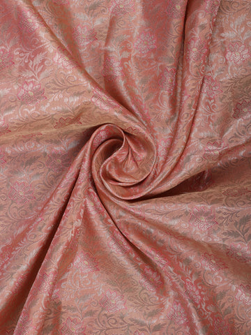 Coral Floral Woven Pure Kanchipuram Silk Saree - Diadem
