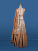 Coral Orange Floral Embroidered Banarasi Silk Lehenga for Bridesmaid
