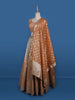 Coral Orange Floral Embroidered Banarasi Silk Lehenga for Bridesmaid