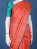 Coral Orange Woven Zari Border Silk Saree - Diadem
