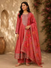 Coral Peach Floral Digital Print with Intricate Embroidery Georgette Salwar Suit