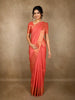 Coral Peach Geometric Zari Woven Design Pure Kanchipuram Silk Saree with Zari Border