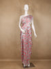 Coral Pink Floral Design Print Satin Saree - Diadem