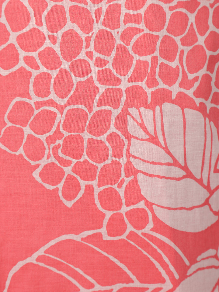 Coral Pink Floral Design Printed Cotton Salwar Suit - Diadem