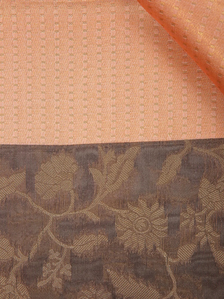 Coral Semi Tussar Silk Stripes Designed Saree - Diadem