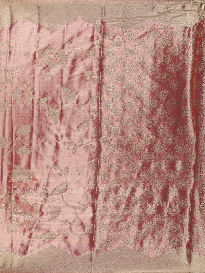 Coral floral Design Tissue Saree - Diadem