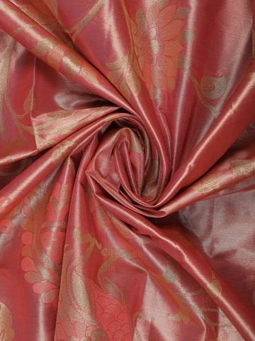 Coral floral Design Tissue Saree - Diadem