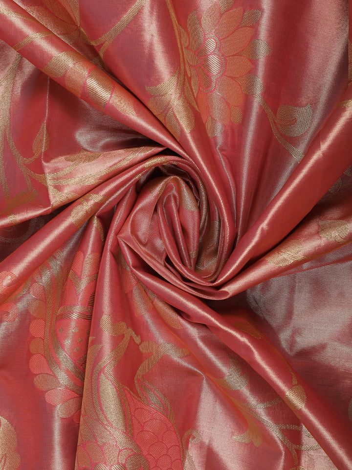 Coral floral Design Tissue Saree - Diadem