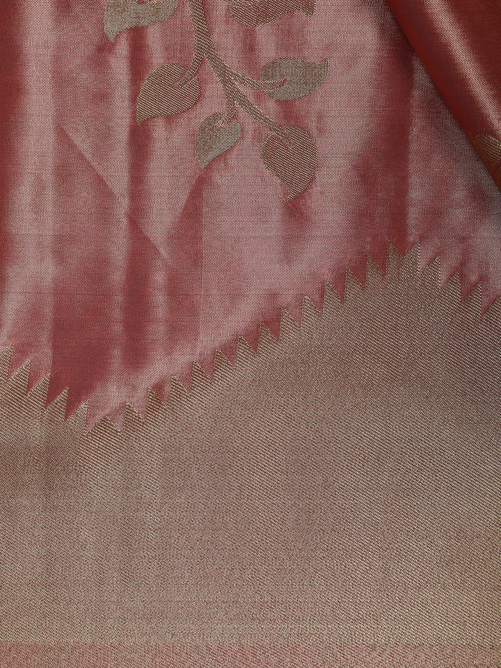 Coral floral Design Tissue Saree - Diadem