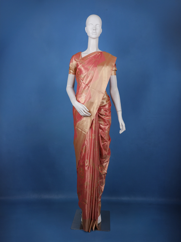 Coral floral Design Tissue Saree - Diadem