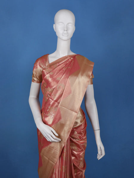 Coral floral Design Tissue Saree - Diadem