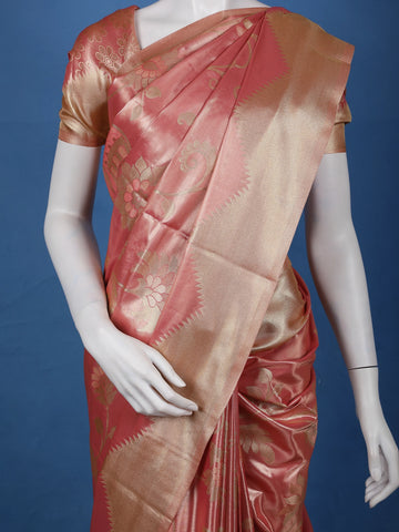 Coral floral Design Tissue Saree - Diadem