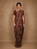 Cranberry Red Floral Printed Tussar Saree with Contrast Border