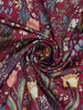 Cranberry Red Floral Printed Tussar Saree with Contrast Border