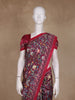 Cranberry Red Floral Printed Tussar Saree with Contrast Border