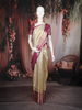 Cream Abstract Woven Design Pure Kanchipuram Silk Saree with Purple Zari Woven Border