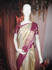 Cream Abstract Woven Design Pure Kanchipuram Silk Saree with Purple Zari Woven Border