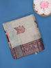 Cream Floral Butta Woven Art Silk Saree With Contrast Zari Border