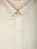 Cream Checked Woven Silk Shirt with Matching Dhoti Featuring Copper and Silver Zari Border