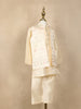 Cream Embroidered Silk Kids Sherwani Set