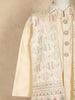Cream Embroidered Silk Kids Sherwani Set