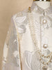 Cream Floral Brocade Kids Semi Silk Sherwani Set with White Pants
