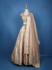 Cream Floral Design Banarasi Silk Mirror Work Bridal Lehenga