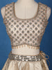 Cream Floral Design Banarasi Silk Mirror Work Bridal Lehenga