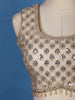 Cream Floral Design Banarasi Silk Mirror Work Bridal Lehenga
