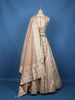 Cream Floral Design Banarasi Silk Mirror Work Bridal Lehenga