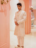 Cream Floral Embroidered Cotton Sherwani Suit - Diadem