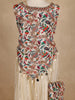 Cream Floral Embroidered Georgette Kids Palazzo Set With Sleeveless Top And Matching Purse