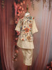 Cream Floral Embroidered Jacket Silk Kurta Set for Boys