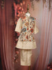 Cream Floral Embroidered Jacket Silk Kurta Set for Boys