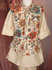 Cream Floral Embroidered Jacket Silk Kurta Set for Boys