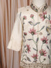 Cream Floral Embroidered Jacket Silk Kurta Set for Boys