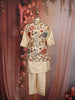 Cream Floral Embroidered Jacket Silk Kurta Set for Boys