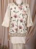 Cream Floral Embroidered Jacket Silk Kurta Set for Boys