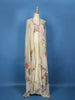 Cream Floral Embroidered Satin Skirt Top
