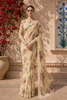 Cream Floral Printed Chiffon Saree with Lace Border