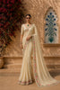 Cream Floral Printed Chiffon Saree with Sequins Embroidered Border