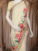 Cream Floral Printed Chiffon Saree with Sequins Embroidered Border