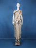 Cream Floral Printed Semi Tussar Saree With Zari Border