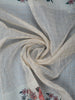 Cream Floral Printed Semi Tussar Saree With Zari Border