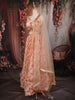 Cream Floral Sequins Embroidered Design Crepe Lehenga with Dupatta