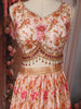Cream Floral Sequins Embroidered Design Crepe Lehenga with Dupatta