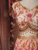 Cream Floral Sequins Embroidered Design Crepe Lehenga with Dupatta