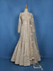 Cream Floral Sequins Embroidered Mermaid Net Lehenga