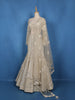 Cream Floral Sequins Embroidered Mermaid Net Lehenga